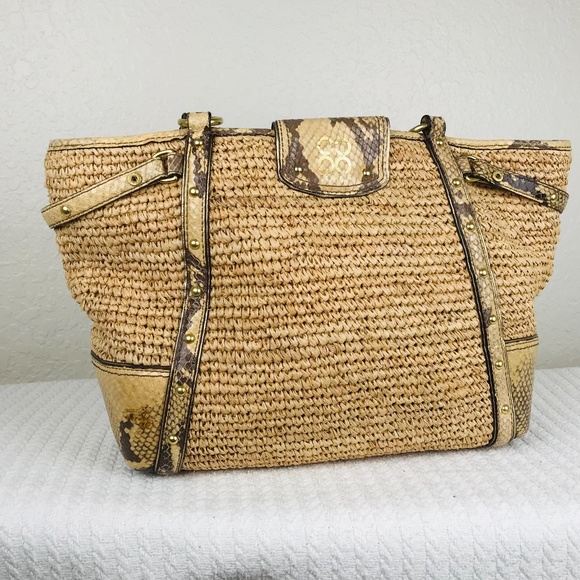 Coach Tan and Brown Woven Shoulder Bag - Picture 10 of 14